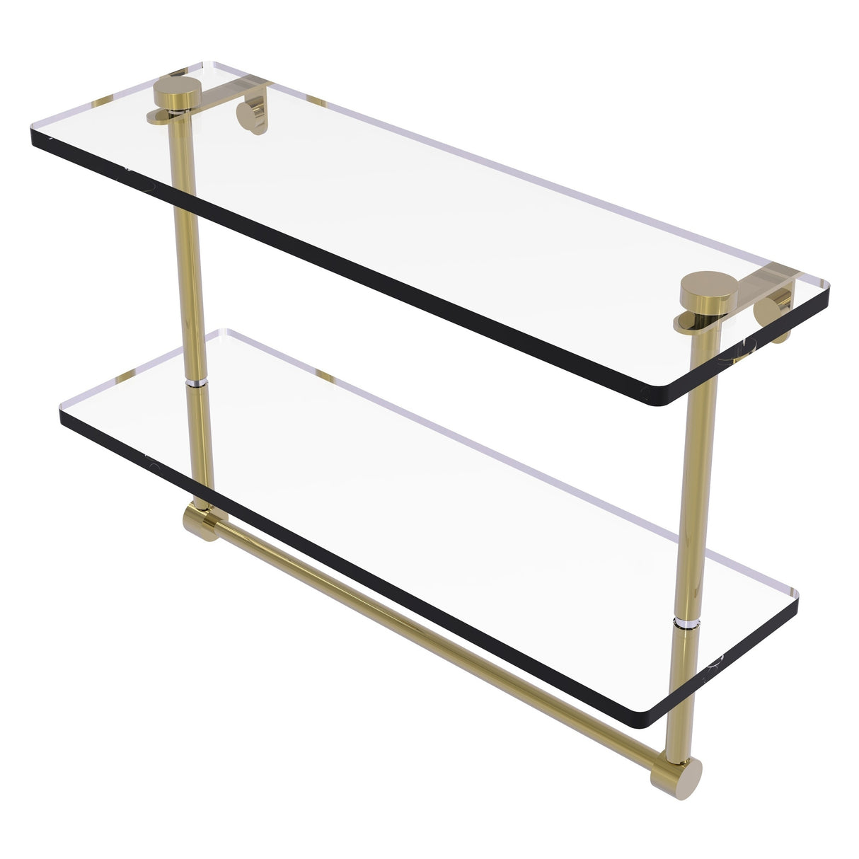 Allied Brass 16 Inch Two Tiered Glass Shelf with Integrated Towel Bar
