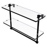 Allied Brass 16 Inch Two Tiered Glass Shelf with Integrated Towel Bar