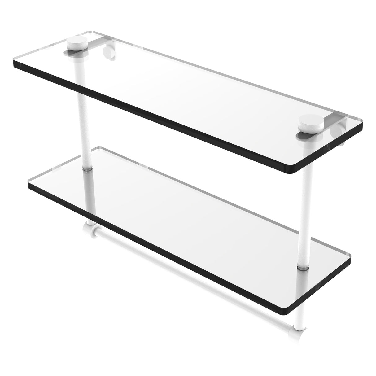 Allied Brass 16 Inch Two Tiered Glass Shelf with Integrated Towel Bar