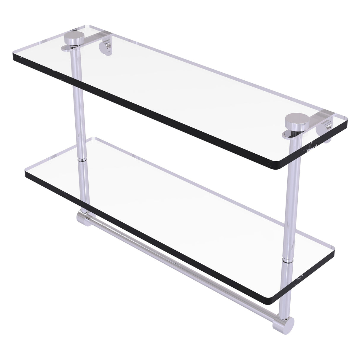 Allied Brass 16 Inch Two Tiered Glass Shelf with Integrated Towel Bar