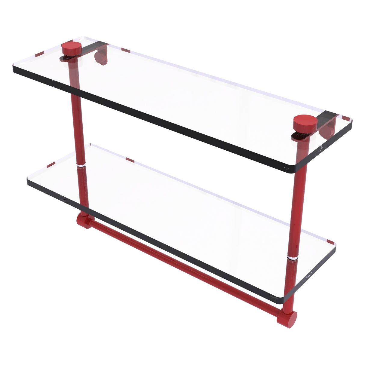 Allied Brass 16 Inch Two Tiered Glass Shelf with Integrated Towel Bar