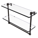 Allied Brass 16 Inch Two Tiered Glass Shelf with Integrated Towel Bar