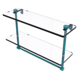 Allied Brass 16 Inch Two Tiered Glass Shelf with Integrated Towel Bar