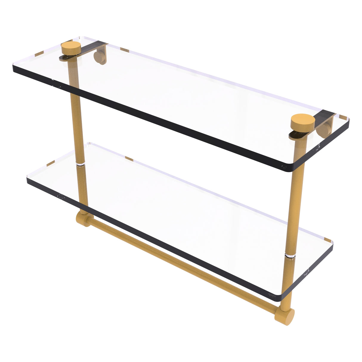 Allied Brass 16 Inch Two Tiered Glass Shelf with Integrated Towel Bar