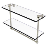 Allied Brass 16 Inch Two Tiered Glass Shelf with Integrated Towel Bar