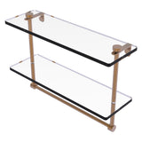 Allied Brass 16 Inch Two Tiered Glass Shelf with Integrated Towel Bar