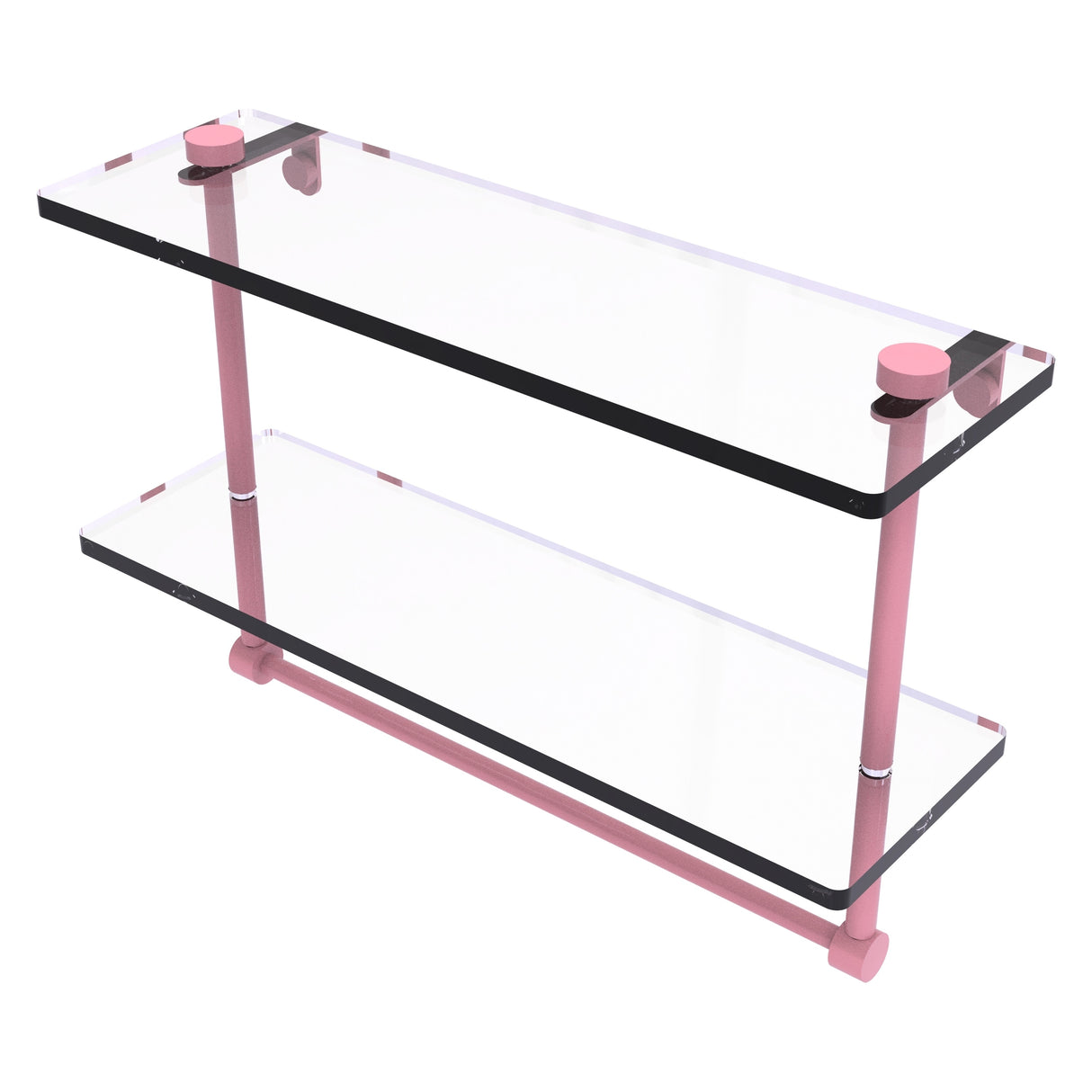 Allied Brass 16 Inch Two Tiered Glass Shelf with Integrated Towel Bar