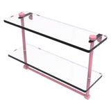 Allied Brass 16 Inch Two Tiered Glass Shelf with Integrated Towel Bar