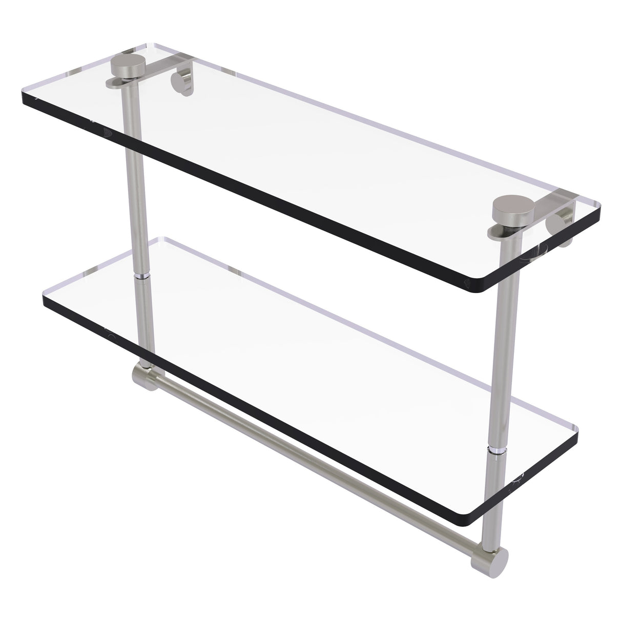 Allied Brass 16 Inch Two Tiered Glass Shelf with Integrated Towel Bar
