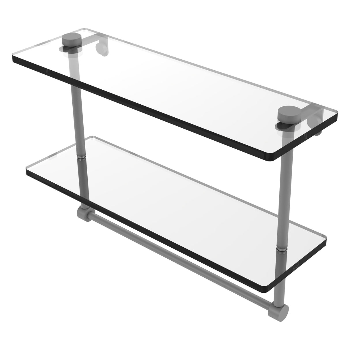 Allied Brass 16 Inch Two Tiered Glass Shelf with Integrated Towel Bar