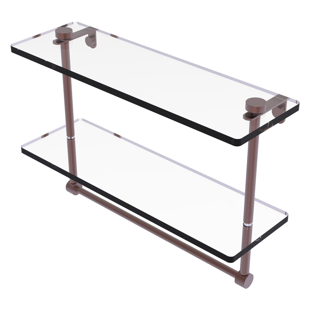 Allied Brass 16 Inch Two Tiered Glass Shelf with Integrated Towel Bar