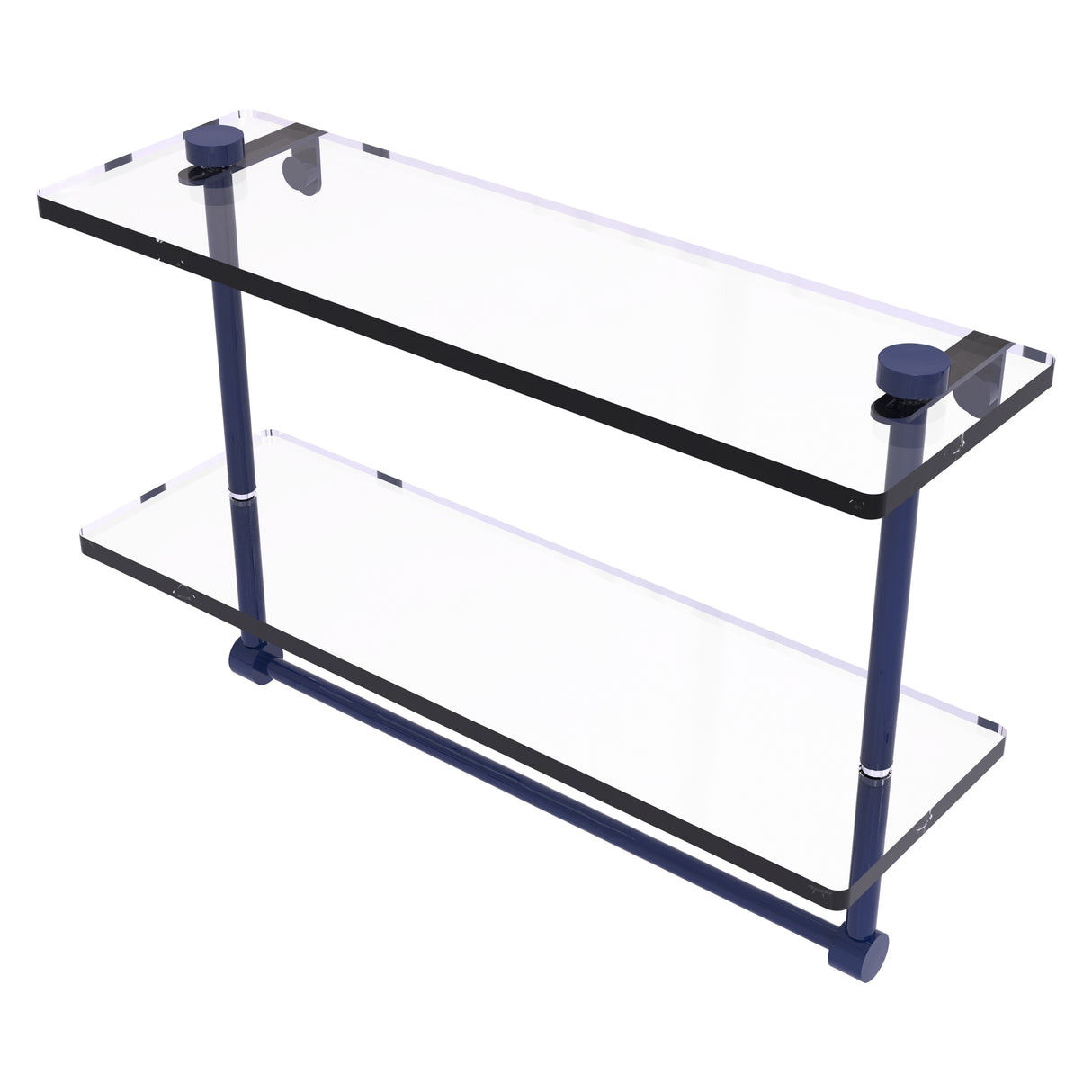 Allied Brass 16 Inch Two Tiered Glass Shelf with Integrated Towel Bar