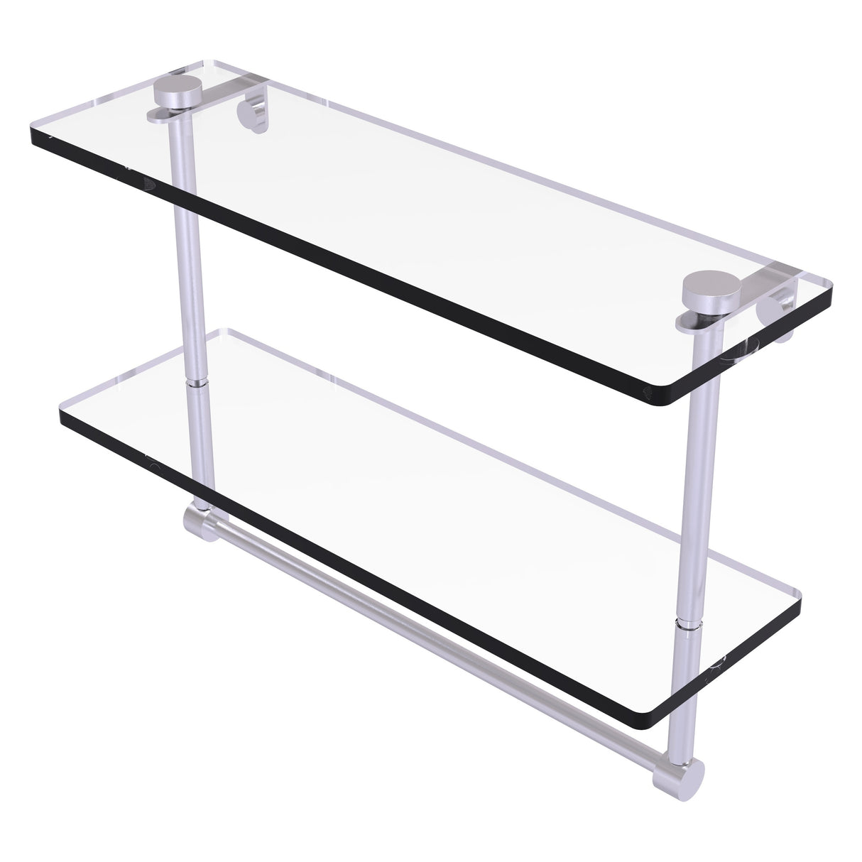 Allied Brass 16 Inch Two Tiered Glass Shelf with Integrated Towel Bar