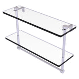 Allied Brass 16 Inch Two Tiered Glass Shelf with Integrated Towel Bar