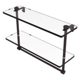 Allied Brass 16 Inch Two Tiered Glass Shelf with Integrated Towel Bar