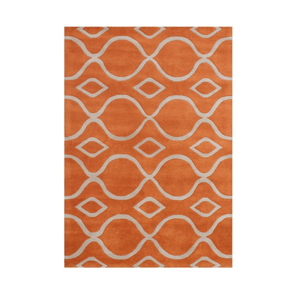 Alliyah Handmade Apricot Orange New Zealand Wool Rug (5' x 8') - 5' x 8'