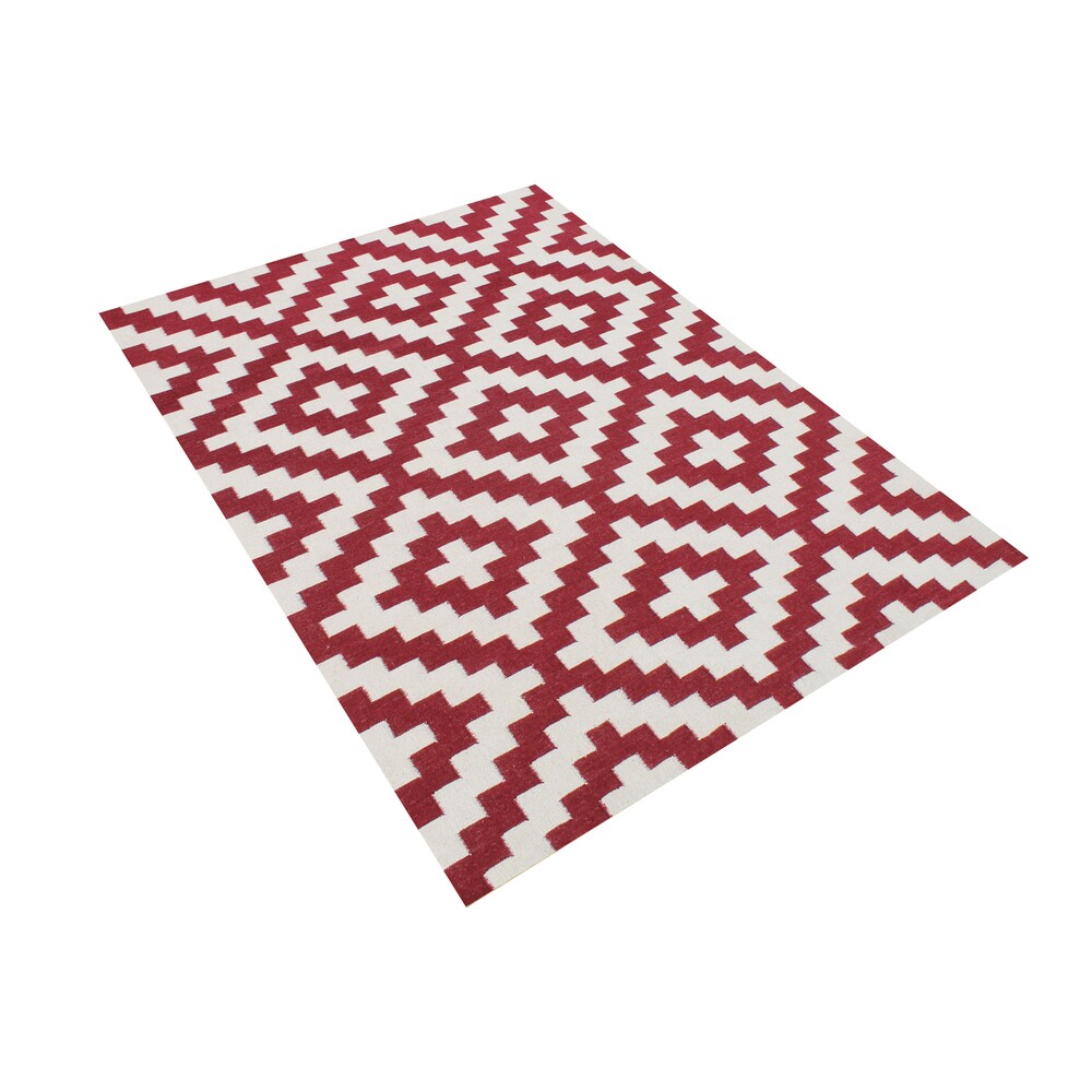 Alliyah Handmade Red Flat Weave Wool Rug - 5' x 8'