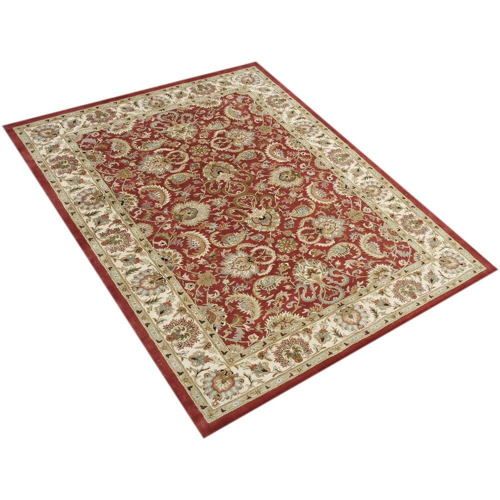 Alliyah Handmade Soft Red Red New Zealand Blend Wool Rug (8' x 10') - 8' x 10'/Surplus