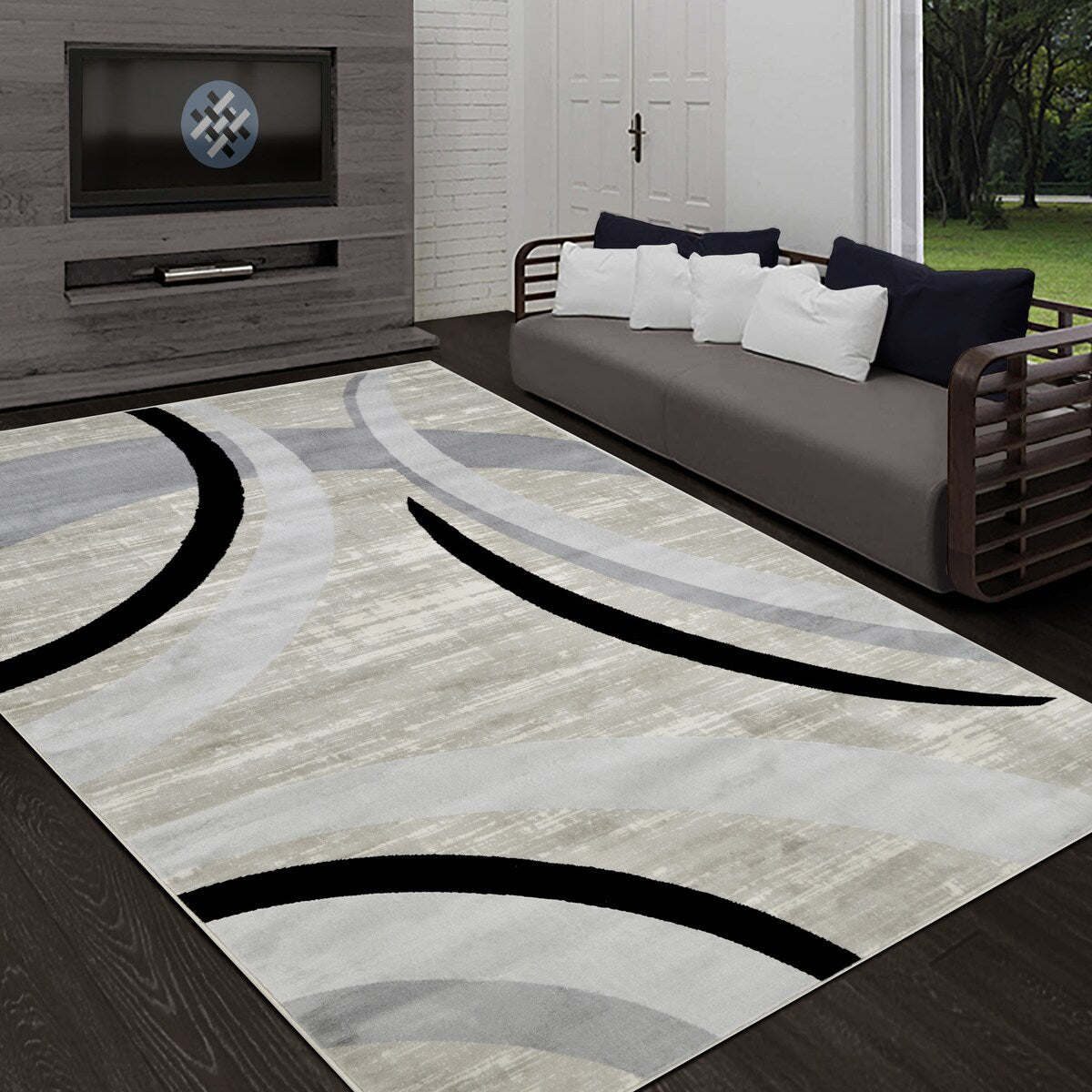 Allstar Contemporary Accent Rug with Crescent Shape design