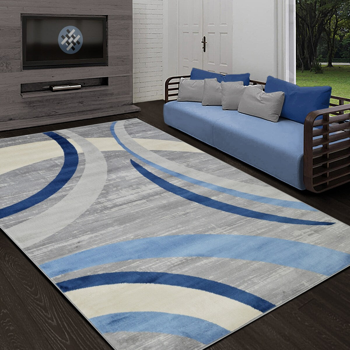 Allstar Contemporary Accent Rug with Crescent Shape design