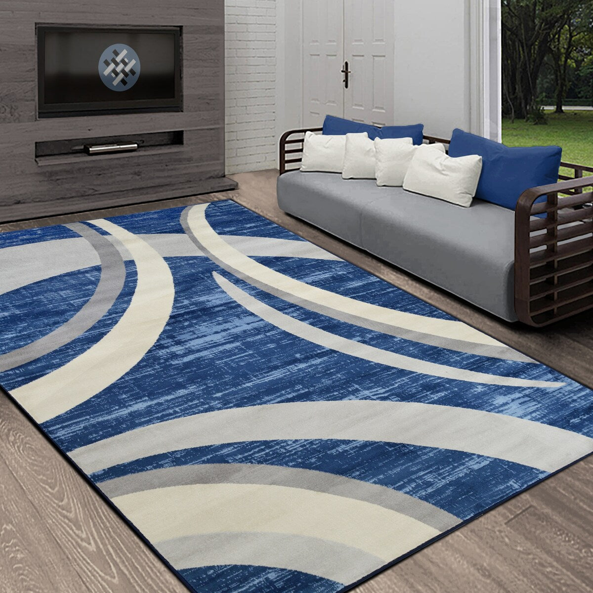 Allstar Contemporary Accent Rug with Crescent Shape design
