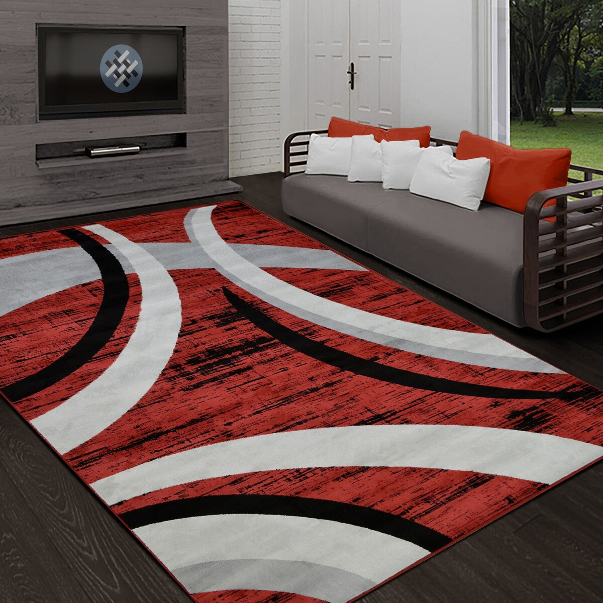 Allstar Contemporary Accent Rug with Crescent Shape design