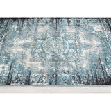Allstar Rugs Blue and Ivory Medallion Distressed Classic Rectangular Area Rug with Black Design - 4' 11"x6' 11"