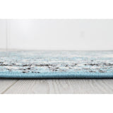 Allstar Rugs Blue and Ivory Medallion Distressed Classic Rectangular Area Rug with Black Design - 4' 11"x6' 11"