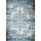 Allstar Rugs Blue and Ivory Medallion Distressed Classic Rectangular Area Rug with Black Design - 4' 11"x6' 11"