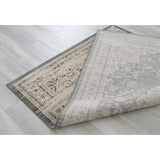 Allstar Rugs Distressed Grey and Cream Rectangular Accent Area Rug with Ivory Persian Design - 7' 6"x9' 8"