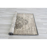 Allstar Rugs Distressed Grey and Cream Rectangular Accent Area Rug with Ivory Persian Design - 7' 6"x9' 8"