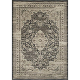 Allstar Rugs Distressed Grey and Cream Rectangular Accent Area Rug with Ivory Persian Design - 7' 6"x9' 8"
