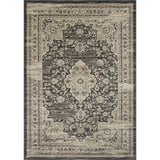 Allstar Rugs Distressed Grey and Cream Rectangular Accent Area Rug with Ivory Persian Design - 7' 6"x9' 8"