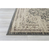 Allstar Rugs Distressed Grey and Cream Rectangular Accent Area Rug with Ivory Persian Design - 7' 6"x9' 8"