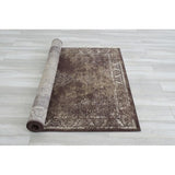 Allstar Rugs Distressed Chocolate and Mocha Rectangular Accent Area Rug with Ivory Persian Design - 4' 11"x7' 0"