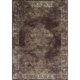 Allstar Rugs Distressed Chocolate and Mocha Rectangular Accent Area Rug with Ivory Persian Design - 4' 11"x7' 0"