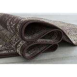 Allstar Rugs Distressed Chocolate and Mocha Rectangular Accent Area Rug with Ivory Persian Design - 4' 11"x7' 0"