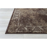 Allstar Rugs Distressed Chocolate and Mocha Rectangular Accent Area Rug with Ivory Persian Design - 4' 11"x7' 0"