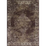 Allstar Rugs Distressed Chocolate and Mocha Rectangular Accent Area Rug with Ivory Persian Design - 4' 11"x7' 0"