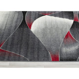 Allstar Rugs Grey and Gainsboro Abstract Rectangular Area Rug with Red Highlights - 4' 11"x6' 11"