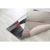 Allstar Rugs Grey and Gainsboro Abstract Rectangular Area Rug with Red Highlights - 4' 11"x6' 11"