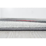 Allstar Rugs Grey and Gainsboro Abstract Rectangular Area Rug with Red Highlights - 4' 11"x6' 11"