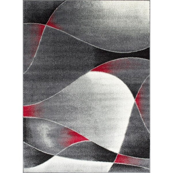 Allstar Rugs Grey and Gainsboro Abstract Rectangular Area Rug with Red Highlights - 4' 11"x6' 11"