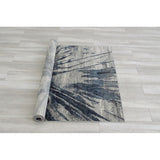 Allstar Rugs Distressed Grey and Ivory Rectangular Accent Area Rug with Steel Blue Abstract Design - 4' 11"x7' 0"