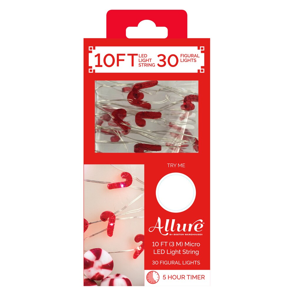 Allure 10-ft, 30-lights Candy Cane String Lights With Timer