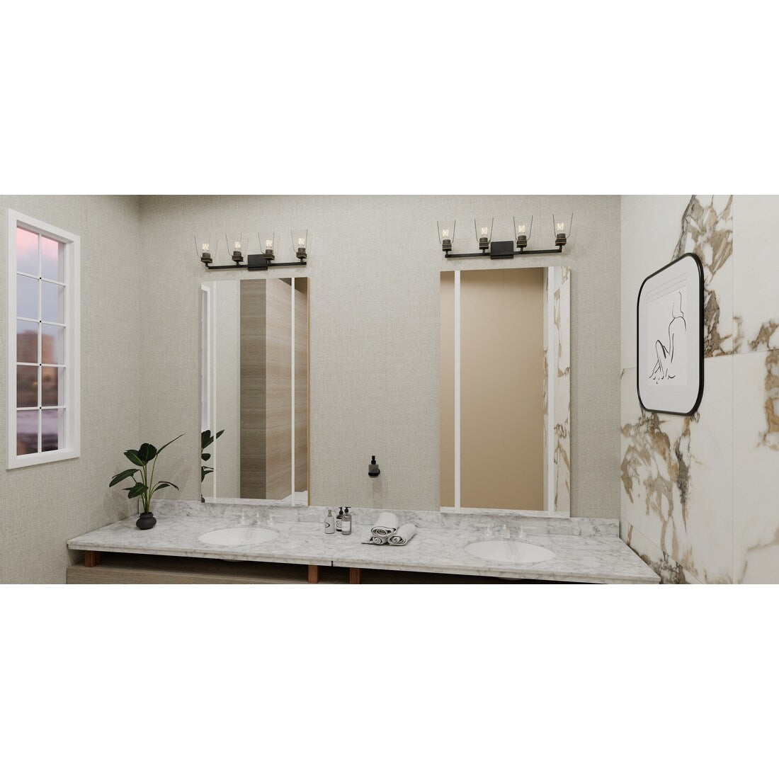 Almany 4-Light Matte Black Bath Light