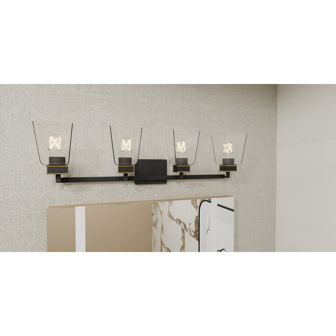 Almany 4-Light Matte Black Bath Light