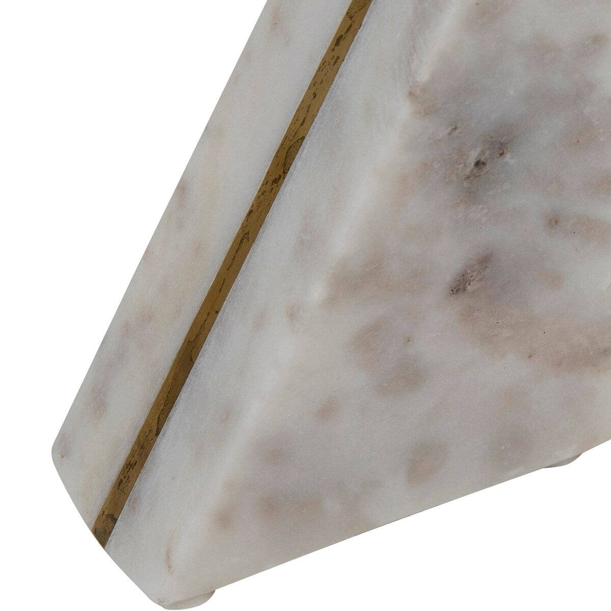 Almera Genuine Hand Cut Astra Grey Marble and Brass Accented Trianglar Bookends