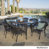 Aloha Outdoor 7-piece Oval Wicker Dining Set by Christopher Knight Home