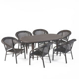 Aloha Outdoor 7-piece Oval Wicker Dining Set by Christopher Knight Home